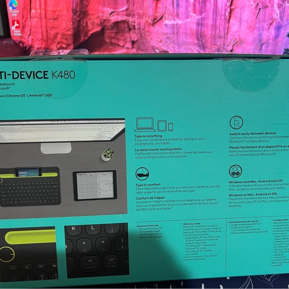 Logitech K480 Wireless Multi-Device Keyboard for Windows, macOS, iPadOS, Android - Picture 5 of 6